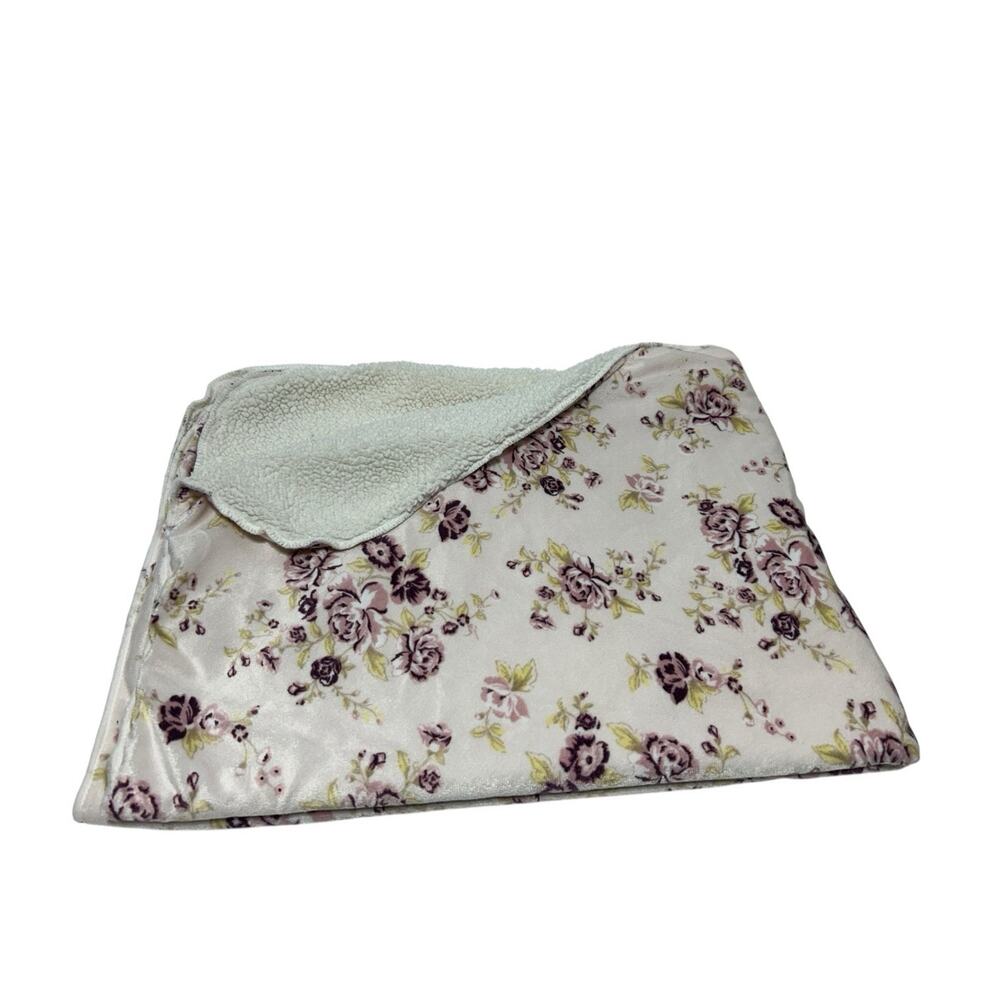 Kyle & Deena Pink Floral Rose Baby Blanket Purple Sherpa Girl